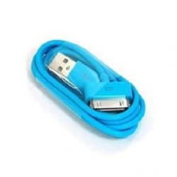 CABLE USB bleu pour iPhone 3, 3gs, 4, 4S et iPod touch 2, 3, 4 et iPad 1, 2, 3