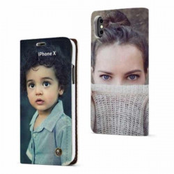 Etui rabattable personnalisé portefeuille RECTO VERSO pour iPhone X (ten) à l'aide d'une photo