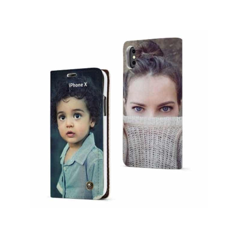 Etui rabattable personnalisé portefeuille RECTO VERSO pour iPhone X (ten) à l'aide d'une photo