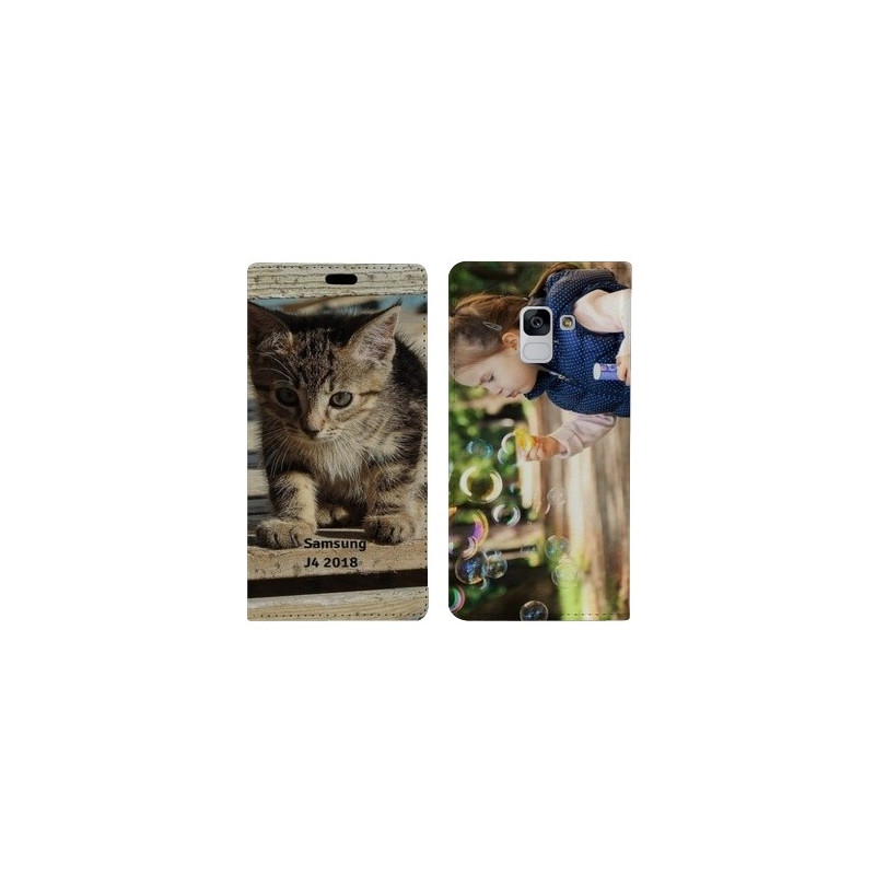 Etui rabattable portefeuille personnalisé pour Samsung Galaxy J4 2018 Etui rabattable portefeuille personnalisé pour Samsung Galaxy J4 2018