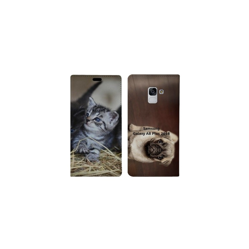 Etui rabattable portefeuille personnalisé pour Samsung Galaxy A8 PLUS 2018 Etui rabattable portefeuille personnalisé pour Samsung Galaxy A8 PLUS 2018