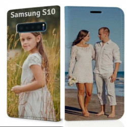 Etui rabattable portefeuille personnalisé recto verso pour Samsung Galaxy S10