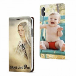 Etui rabattable personnalisé recto verso pour Samsung Galaxy M10