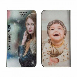 Etui rabattable personnalisé recto verso pour Samsung Galaxy M20