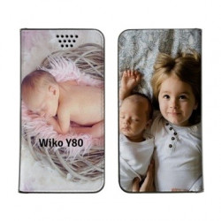 Etui rabattable personnalisé recto verso pour Wiko Y80