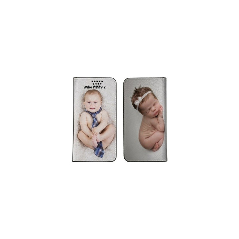 Etui rabattable personnalisé recto verso pour Wiko Harry 2 Etui rabattable personnalisé recto verso pour Wiko Harry 2