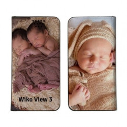 Etui rabattable personnalisé recto verso pour Wiko View 3