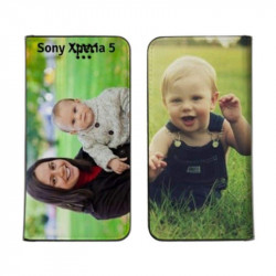 Etui rabattable personnalisé recto verso pour sony xperia 5